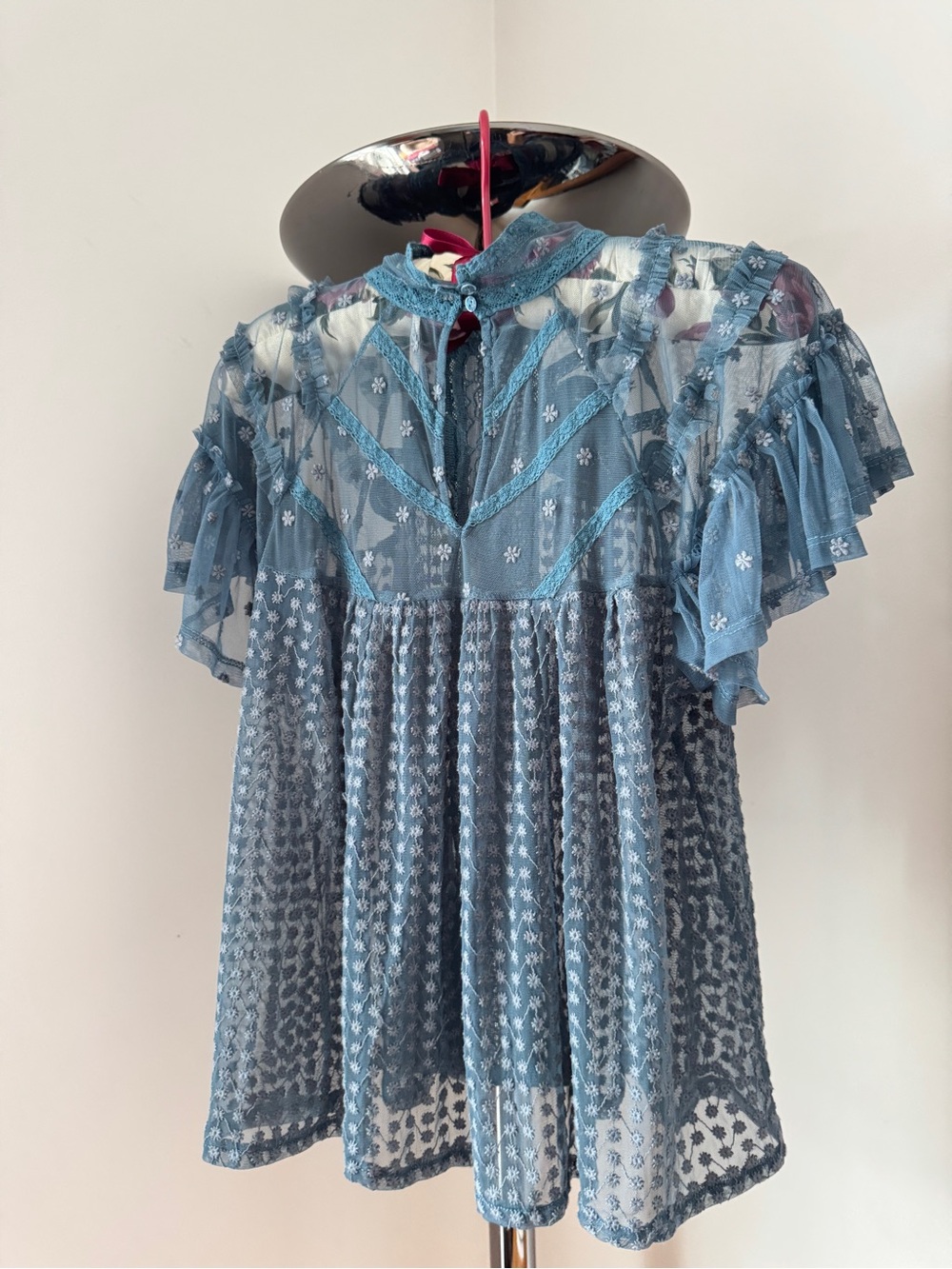 Free People Mesh Ruffle Blouse - Picture 2 of 4